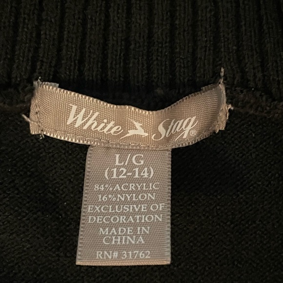 Warm black sweater, V-neck with lace insert size 12/14 by white stag - Picture 2 of 4